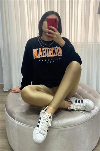 Mad Girls Printed Black Sweatshirt MG785