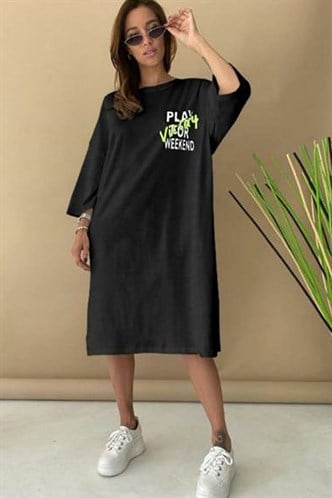 Mad Girls Siyah Tunik Elbise Mg1022