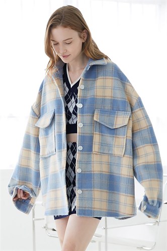 Mad Girls Oversize Turquiose Lumberjack Shirt MG042