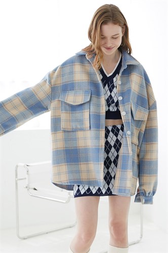Mad Girls Oversize Turquiose Lumberjack Shirt MG042