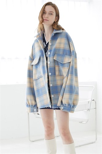 Mad Girls Oversize Turquiose Lumberjack Shirt MG042