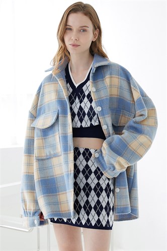Mad Girls Oversize Turquiose Lumberjack Shirt MG042