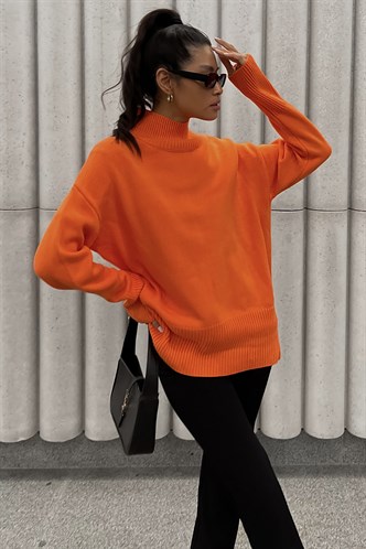 Mad Girls Turtleneck Orange Sweater MG1252