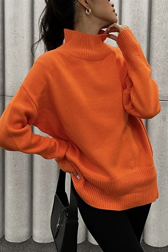 Mad Girls Turtleneck Orange Sweater MG1252
