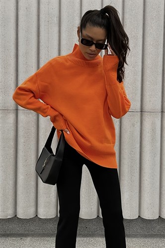 Mad Girls Turtleneck Orange Sweater MG1252