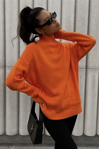 Mad Girls Turtleneck Orange Sweater MG1252