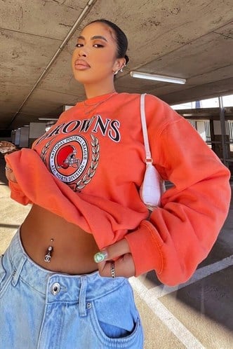 Mad Girls Turuncu Baskılı Kadın Sweatshirt MG1210