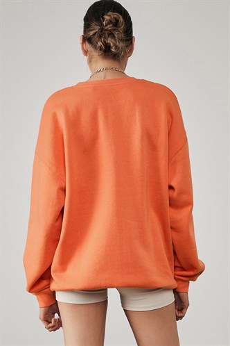 Mad Girls Turuncu Baskılı Kadın Sweatshirt MG1210