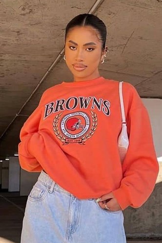 Mad Girls Turuncu Baskılı Kadın Sweatshirt MG1210