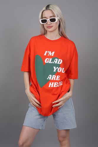 Mad Girls Printed Orange T-Shirt MG1202