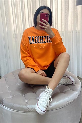 Mad Girls Turuncu Sweatshirt MG785