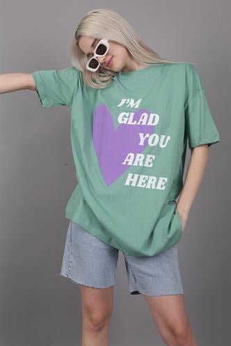 Mad Girls Yeşil Baskılı Tişört Mg1202
