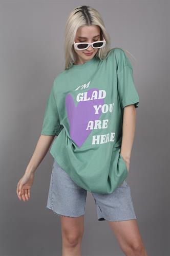 Mad Girls Yeşil Baskılı Tişört Mg1202