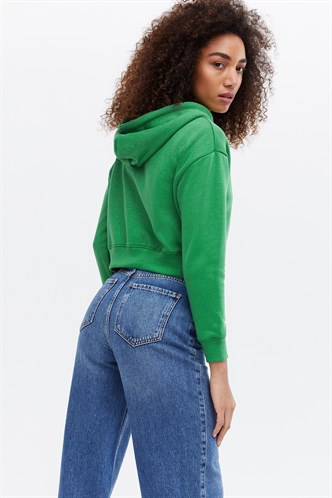 Mad Girls Cropped Green Sweatshirt MG1355