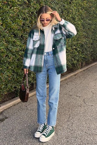 Mad Girls Oversize Green Lumberjack Shirt MG042