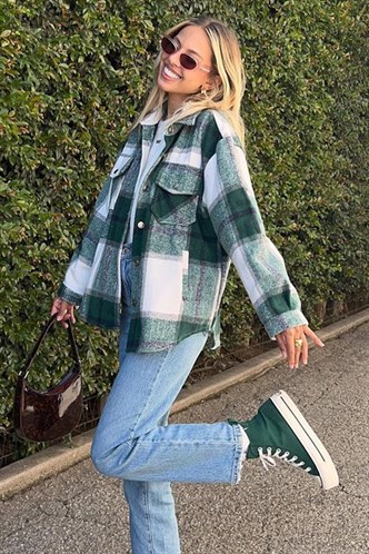 Mad Girls Oversize Green Lumberjack Shirt MG042
