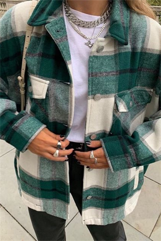 Mad Girls Oversize Green Lumberjack Shirt MG042