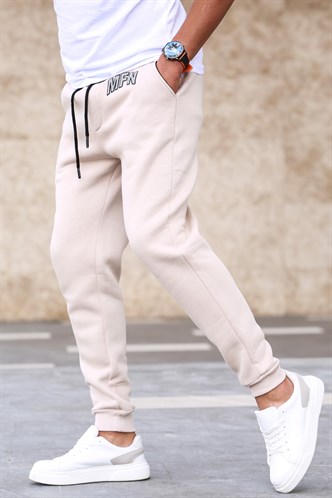 Madmext  3 İplik Şardonlu Bej Erkek Eşofman 5427