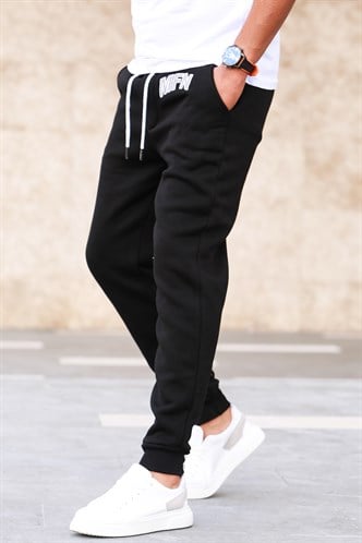 Madmext 3 İplik Şardonlu Siyah Erkek Eşofman 5427