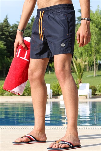 Madmext Navy Blue Printed Swim Wear Short 2944