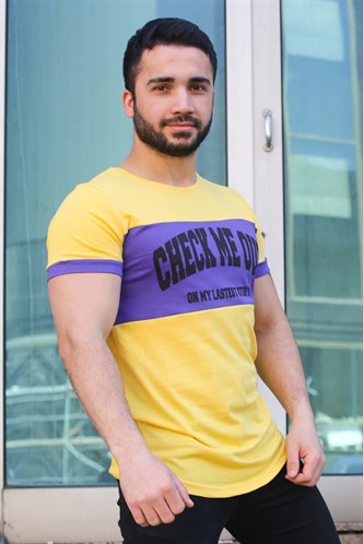 Madmext Baskı Detaylı Sarı Tişört 3013