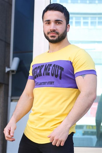 Madmext Baskı Detaylı Sarı Tişört 3013