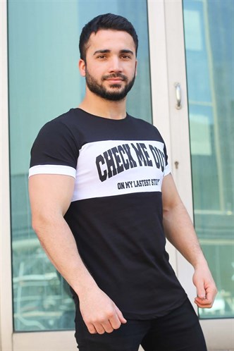 Madmext Black Printed T-shirt for Men 3013