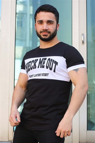 Madmext Black Printed T-shirt for Men 3013