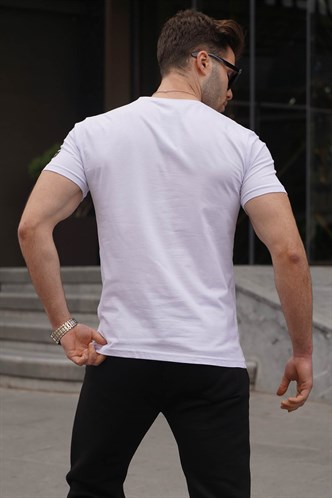 Madmext Baskılı Beyaz Erkek Tişört 4591