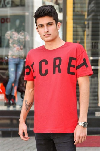 Madmext Baskılı Bordo Tişört 3034