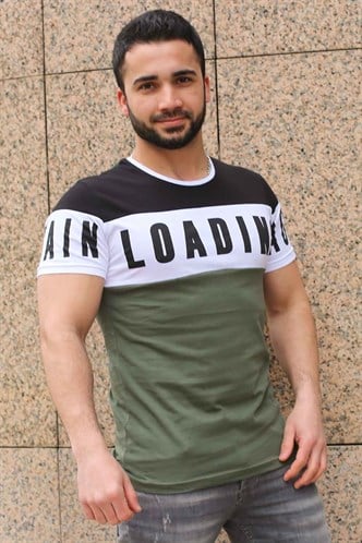 Madmext Baskılı Haki Tişört 2974