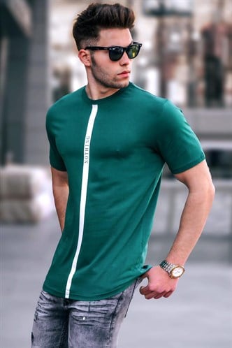Madmext Baskılı Koyu Yeşil T-Shirt 5378