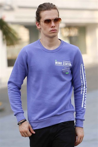 Madmext Baskılı Mor Sweatshirt 4161