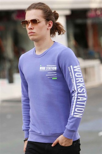 Madmext Baskılı Mor Sweatshirt 4161