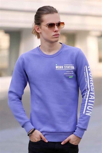 Madmext Baskılı Mor Sweatshirt 4161