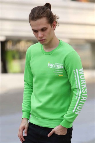 Madmext Baskılı Neon Yeşil  Sweatshirt 4161