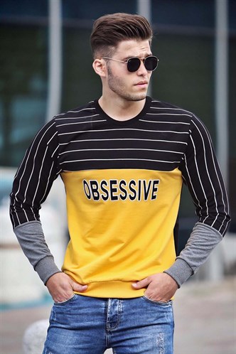 Madmext Baskılı Sarı Sweatshirt 4184