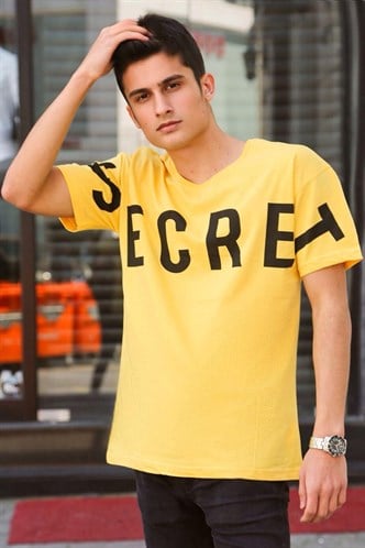 Madmext Baskılı Sarı Tişört 3034