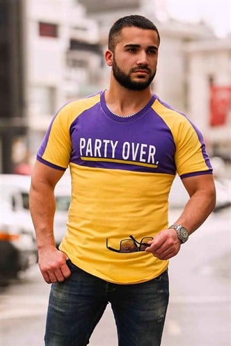 Madmext Baskılı Sarı Tişört 4027