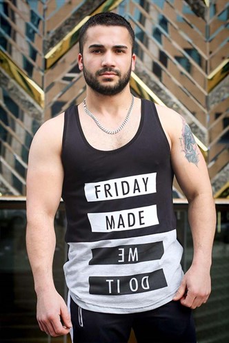 Madmext Baskılı Siyah Atlet 3034