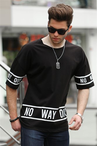 Madmext Black Printed T-shirt for Men 4483