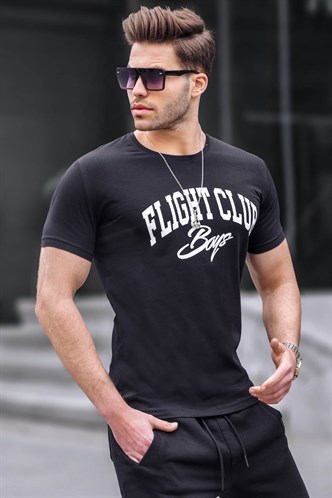 Madmext Baskılı Siyah Erkek Tişört 4591