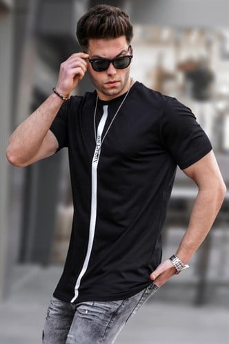 Madmext Baskılı Siyah T-Shirt 5378