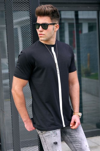 Madmext Baskılı Siyah T-Shirt 5378