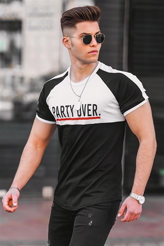 Madmext Black Two-Tone T-shirt for Men 4027