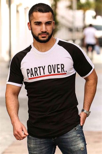 Madmext Black Two-Tone T-shirt for Men 4027