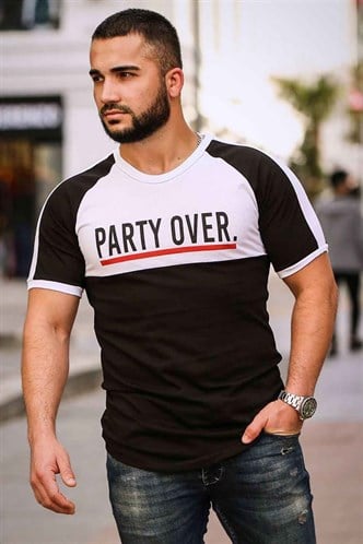 Madmext Black Two-Tone T-shirt for Men 4027