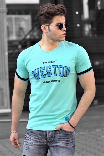 Madmext Baskılı Mint Yeşili Erkek Tişört 4593