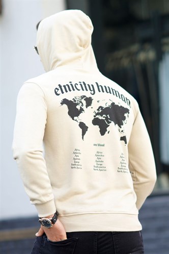 Madmext Bej Baskılı Erkek Sweatshirt 5297