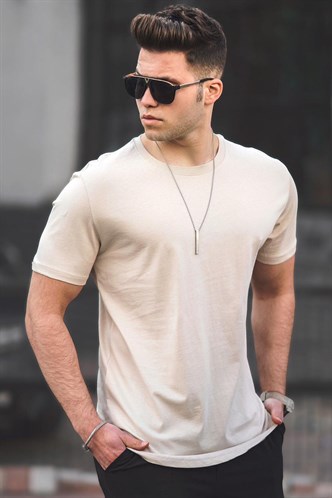 Madmext Bej Erkek Tişört 4951